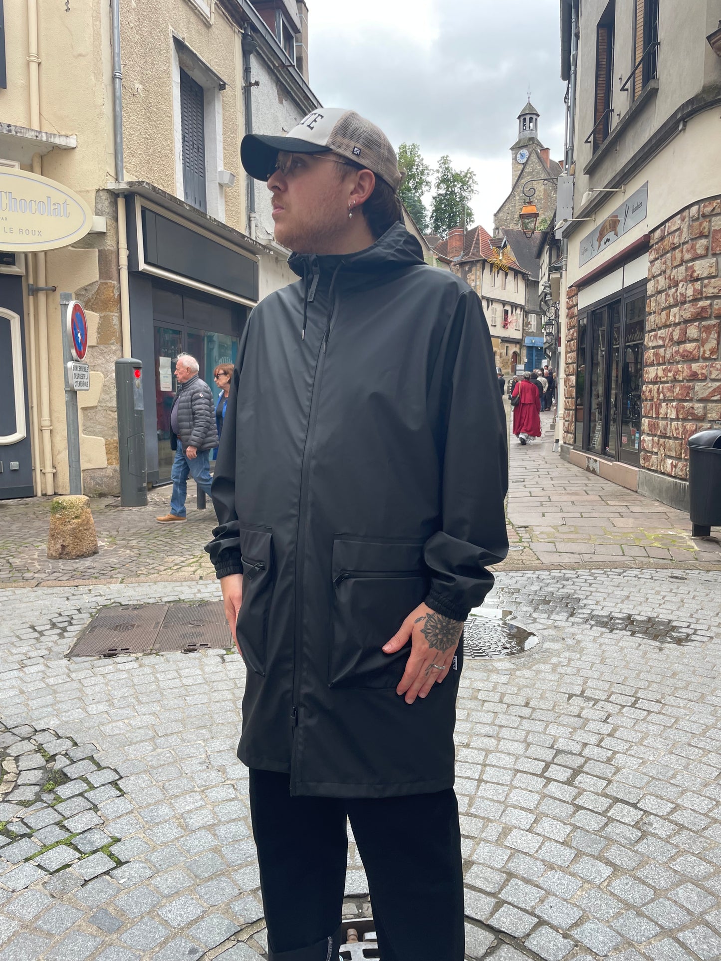 Cargo Long Jacket Black Rains